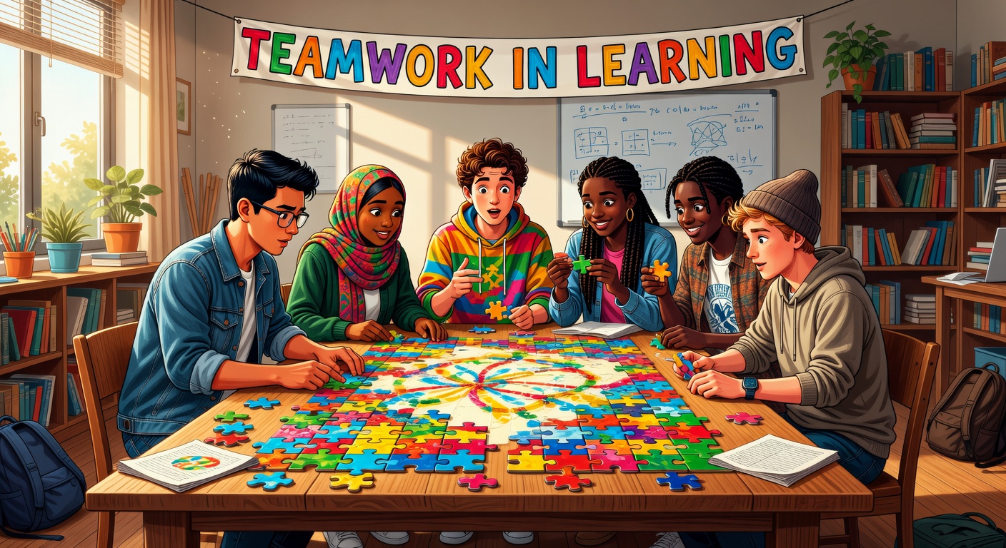 Estudiantes colaborando